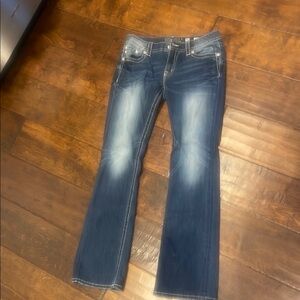Miss Me Blue Boot Cut Jeans with Natural Fading